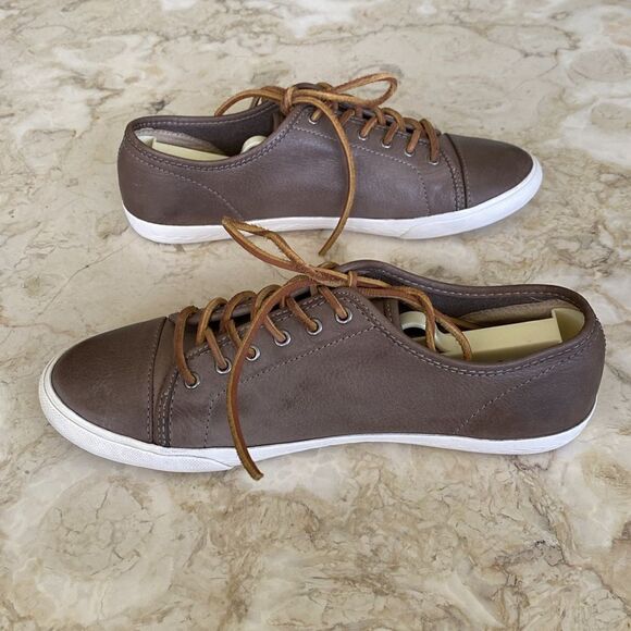 Frye Mindy Low Cut Grey Leather Sneakers - Picture 5 of 14